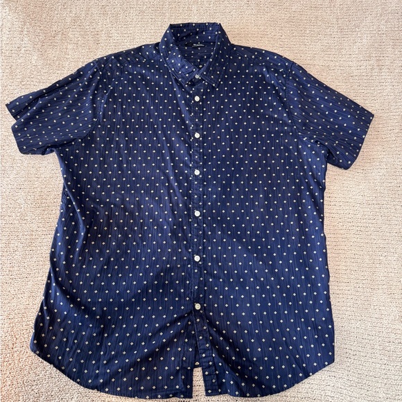 Murano Blue and White Casual Button Down Shirt - Picture 1 of 4